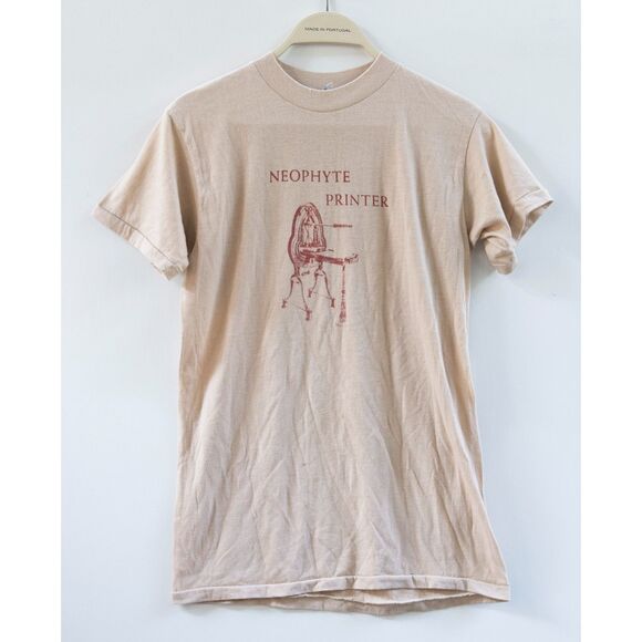 Vintage Single Stitch Neophyte Printer Tan Screen Printed Amart T-Shirt Size L - Picture 1 of 9